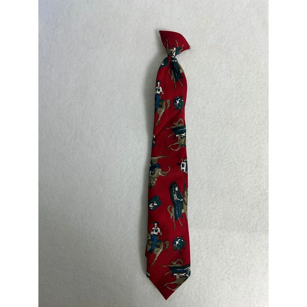 Westerncore Royal Kids OS‎ Red Navy Cowboy Print Necktie and 4 Bow Tie Set